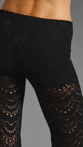 Nightcap Clothing Spanish Fan Lace Pant in Black