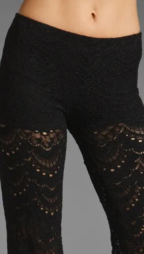 Nightcap Clothing Spanish Fan Lace Pant in Black