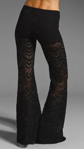 Nightcap Clothing Spanish Fan Lace Pant in Black