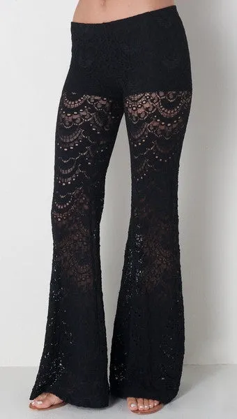 Nightcap Clothing Spanish Fan Lace Pant in Black