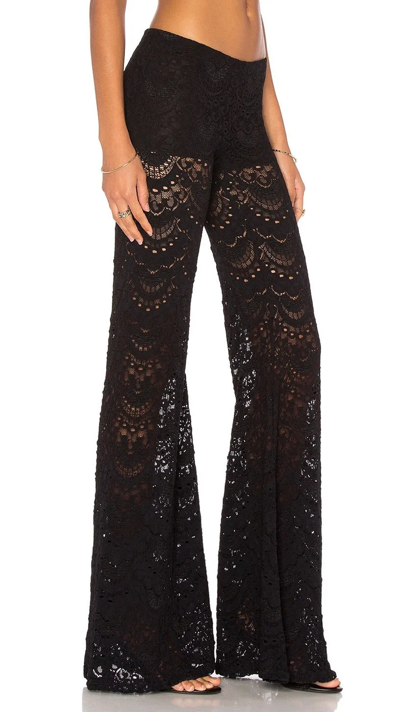 Nightcap Clothing Spanish Fan Lace Pant in Black