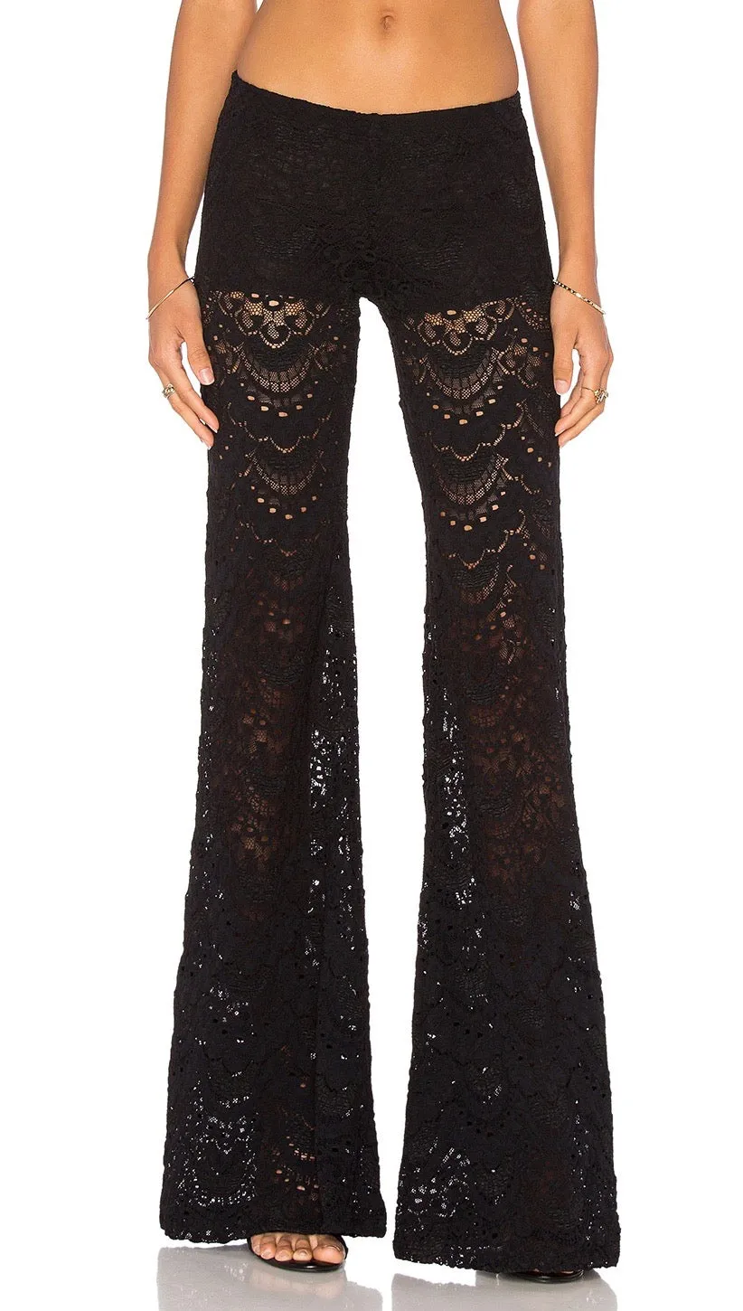 Nightcap Clothing Spanish Fan Lace Pant in Black