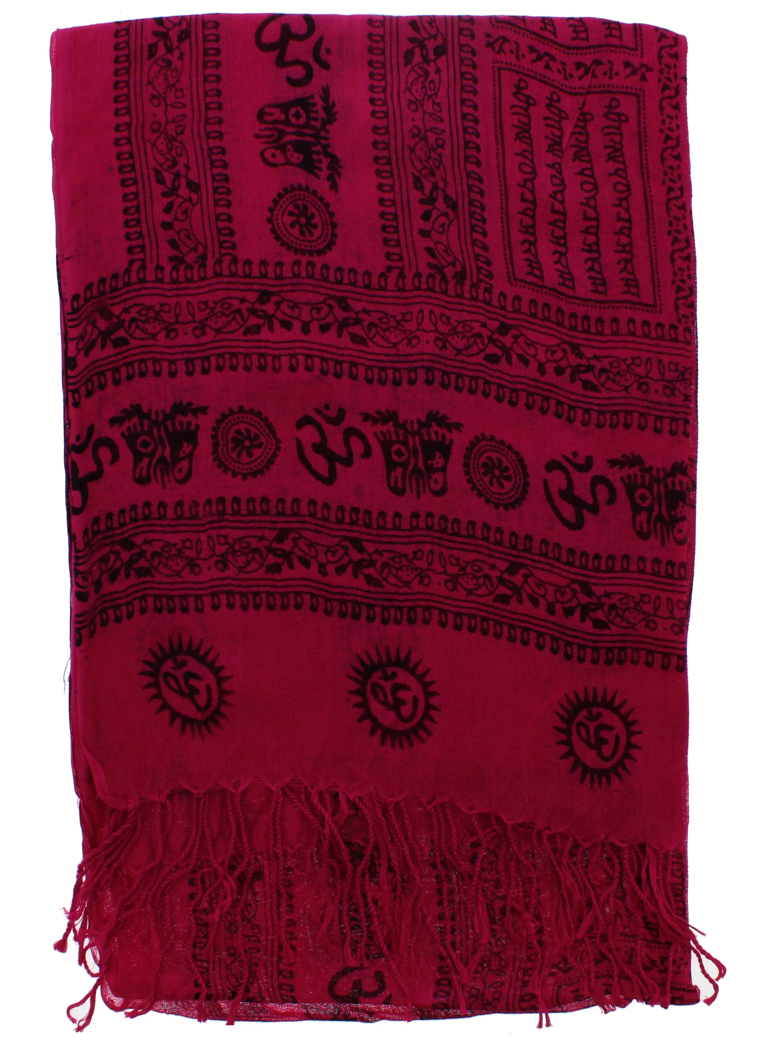 Om Sign Scarf with Tassels