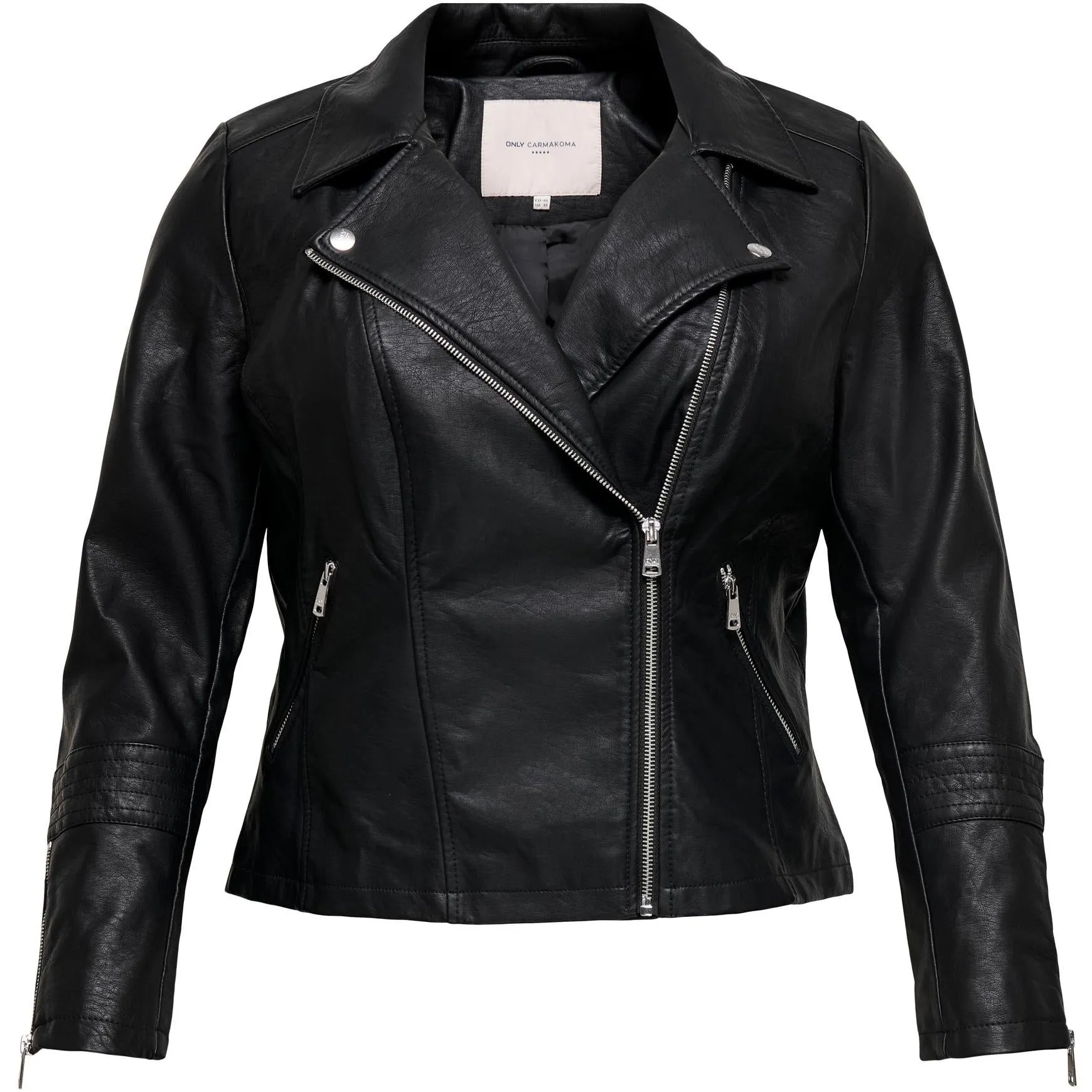 Only Carmakoma Faux Leather Biker Jacket in Black