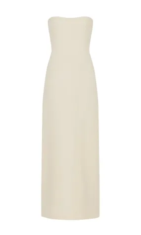 Opus Maxi Dress in Ivory Wool Silk Cady