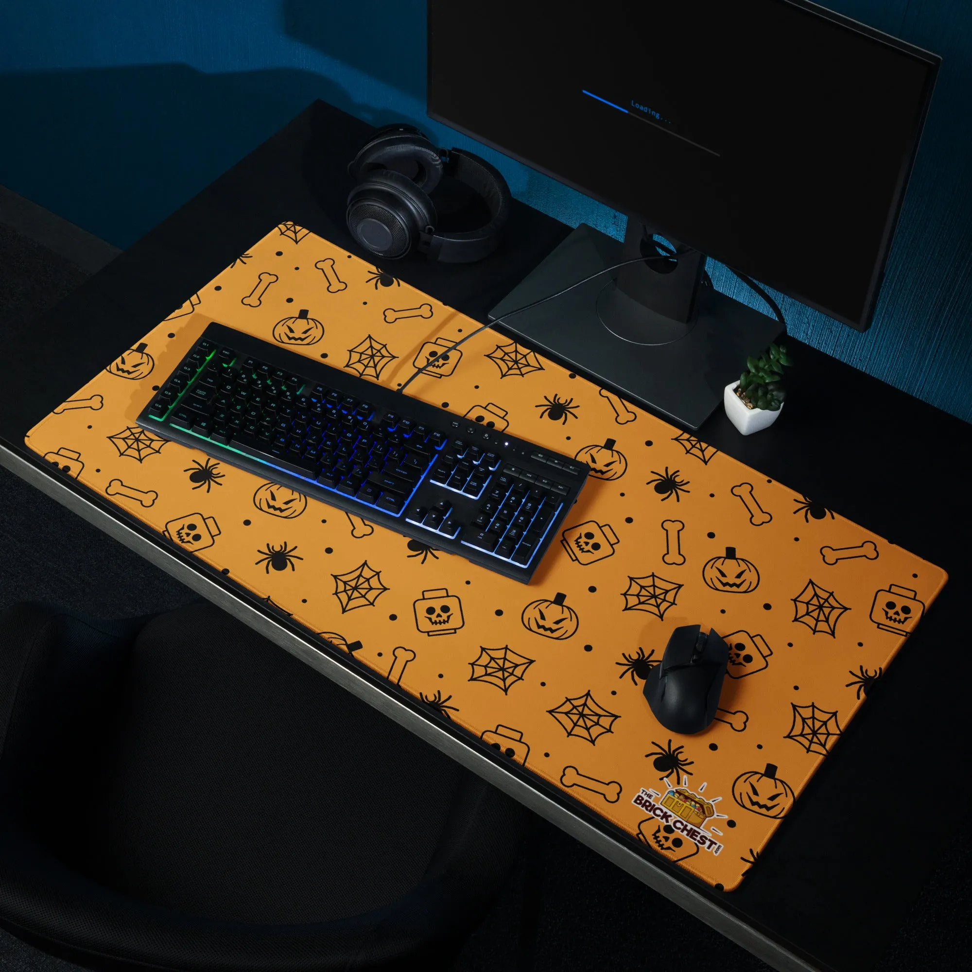 Orange Ghost Spiders Skeletons Gaming Mouse Pad Building Mat