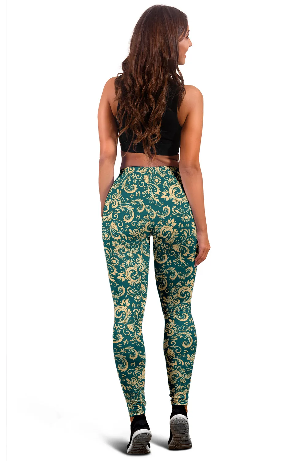 Oriental Floral Pattern - Emerald | Leggings | Mandalazed