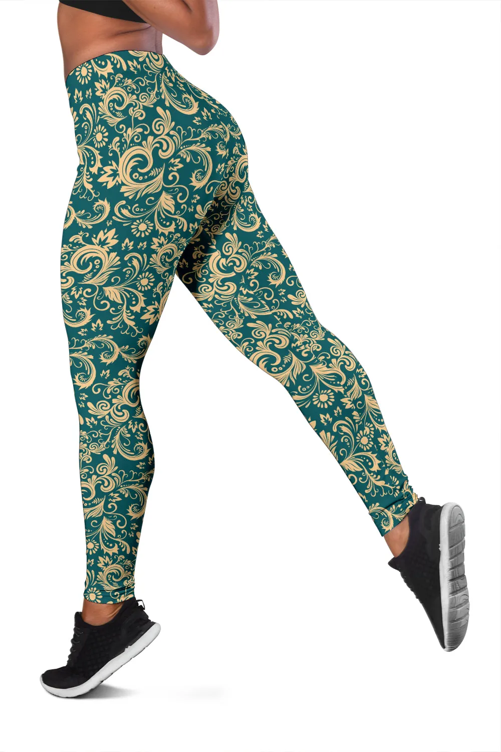 Oriental Floral Pattern - Emerald | Leggings | Mandalazed