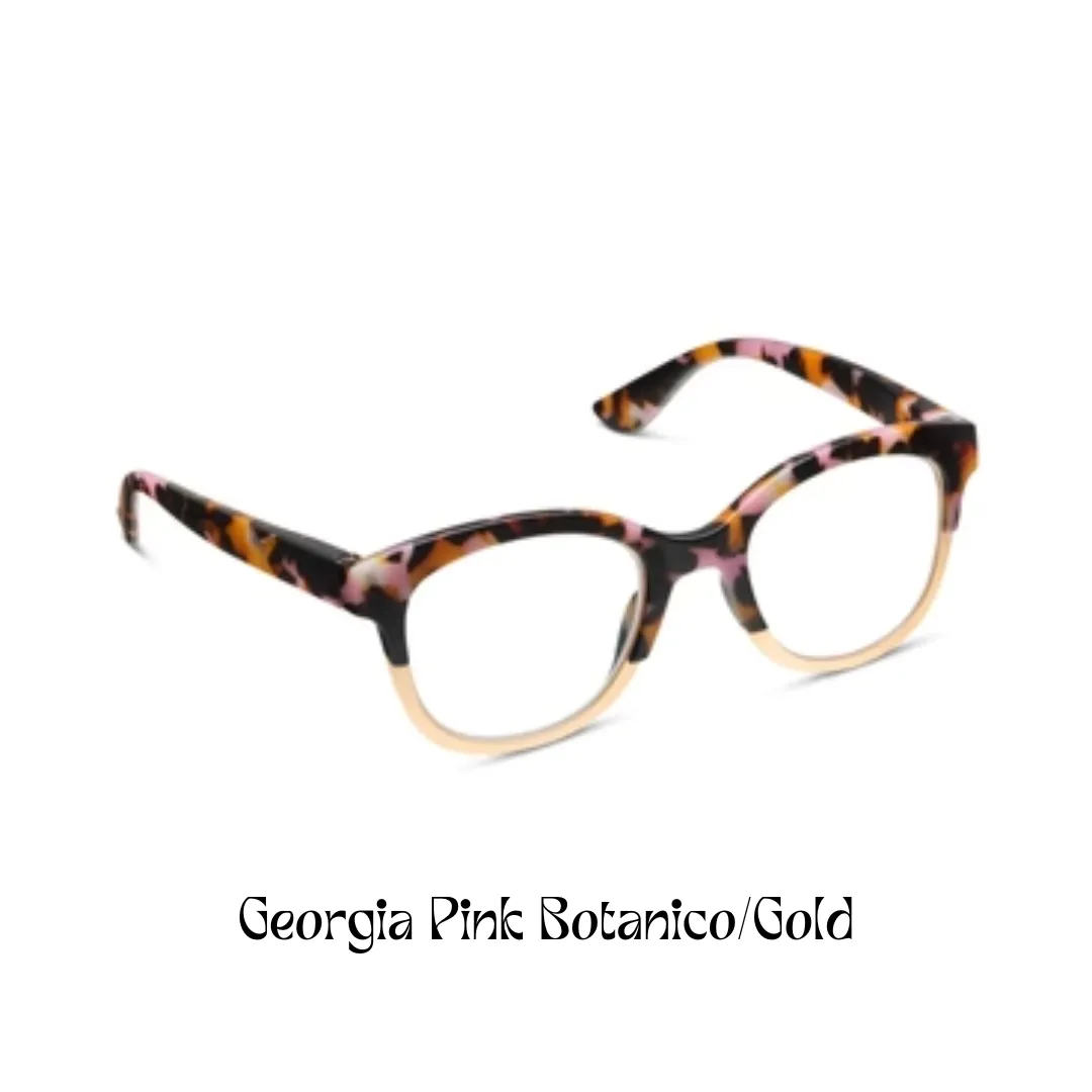 Peepers Reading Glasses: Georgia Pink Botanico/Gold