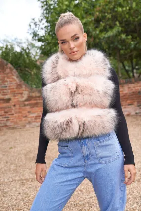 Pink Three Row Raccoon Fur Gilet