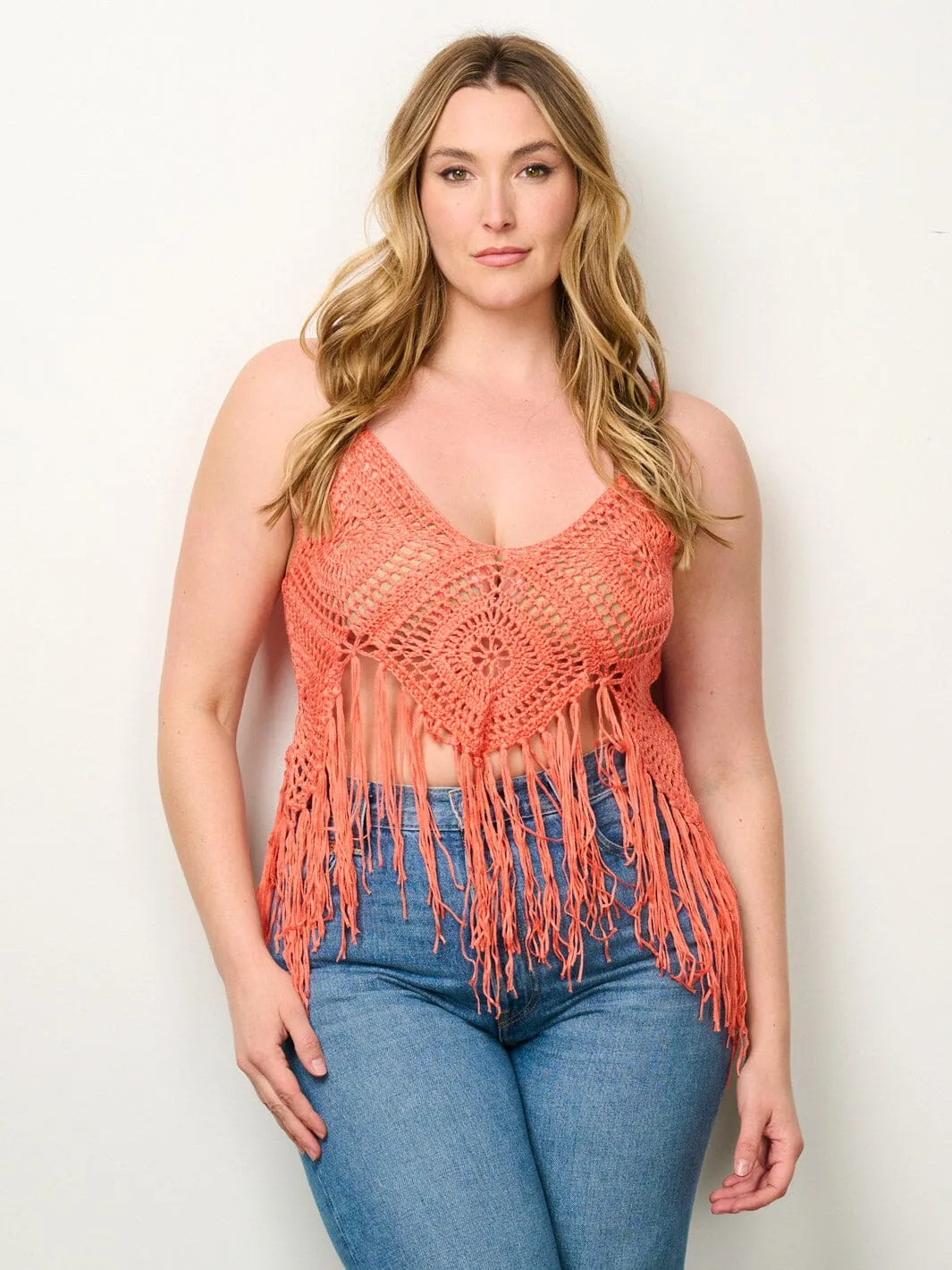 Plus Size Orange Cover Up Crop Top