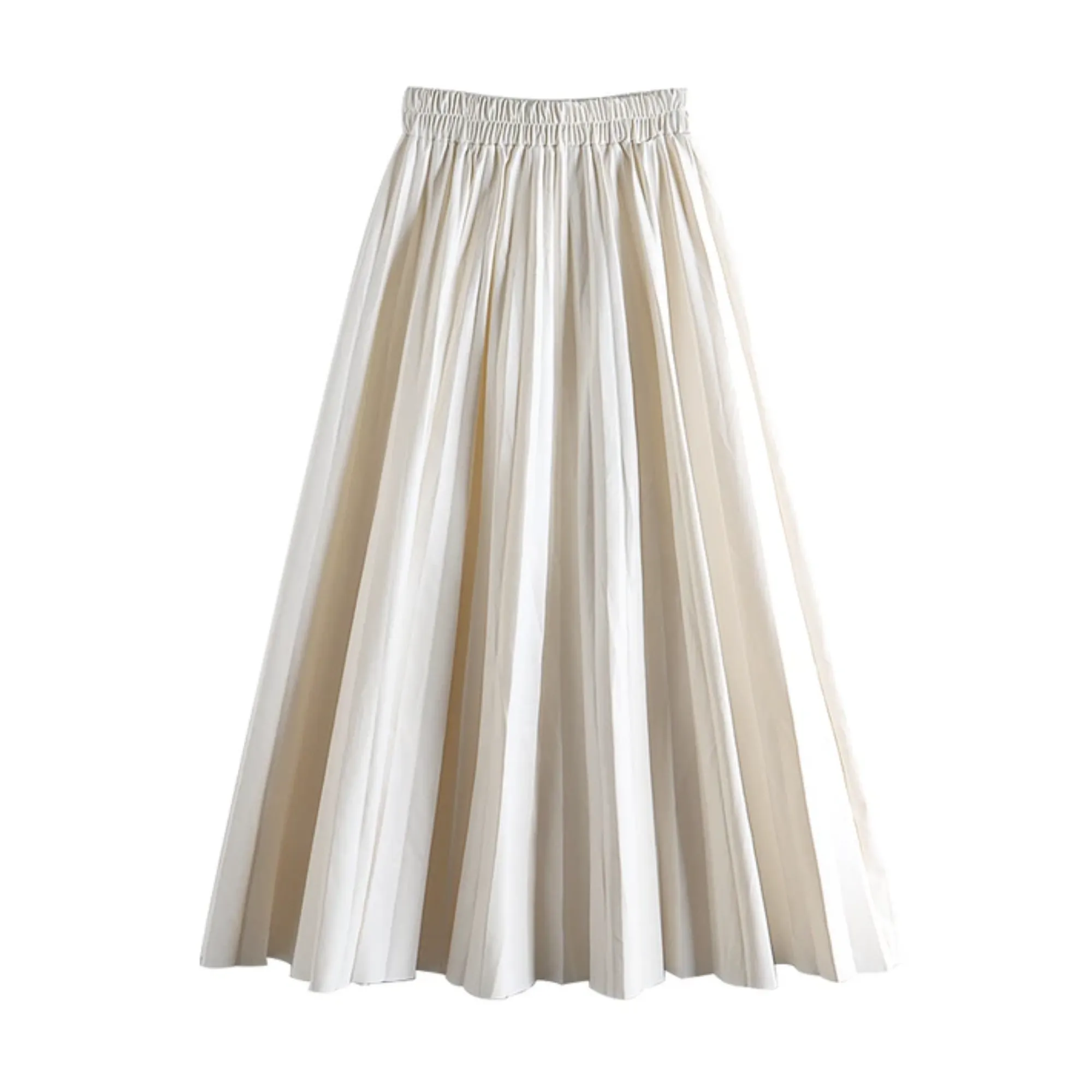 Pre Order:  A-line Faux Leather Pleated Long Skirt