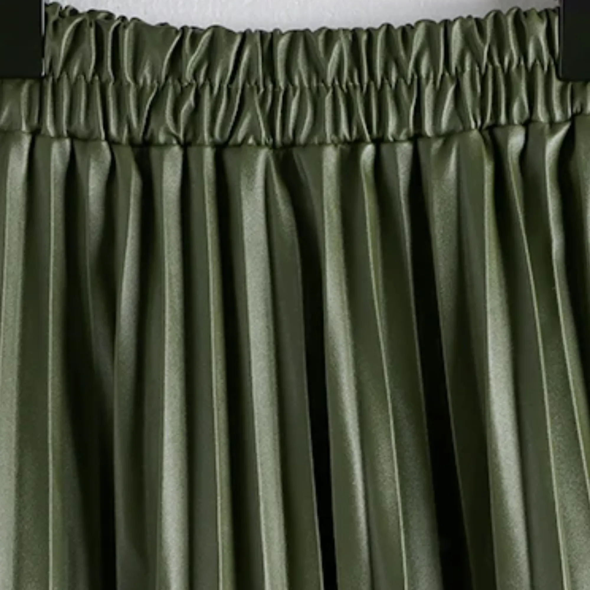 Pre Order:  A-line Faux Leather Pleated Long Skirt