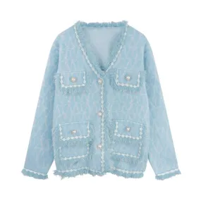 Pre Order:  Beaded Faux Fur Lined Cardigan