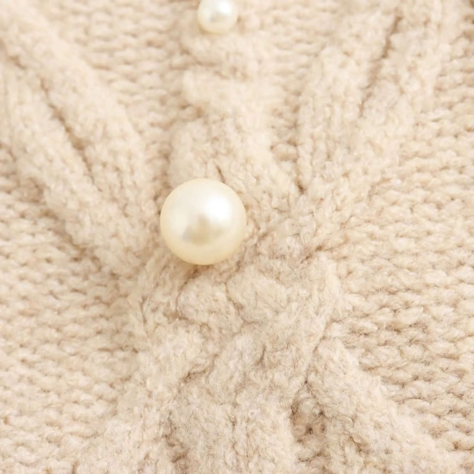 Pre Order:  Cable-Knit Pearl Cardigan Sweater