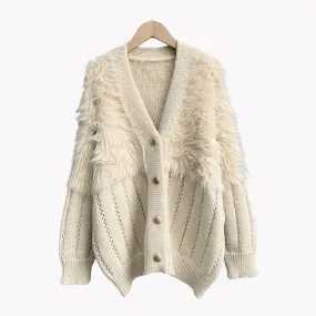 Pre Order:  Faux Mink Fleece Knit Cardigan