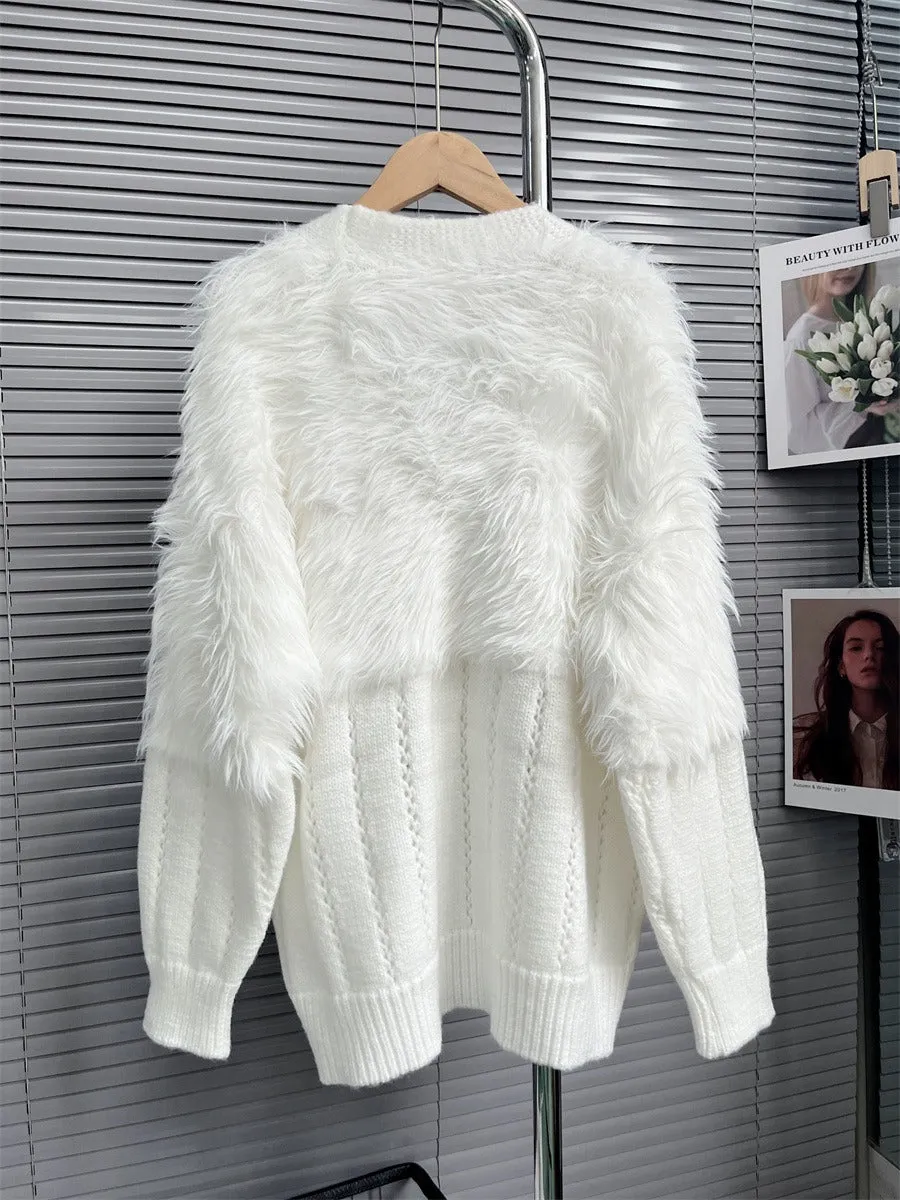 Pre Order:  Faux Mink Fleece Knit Cardigan