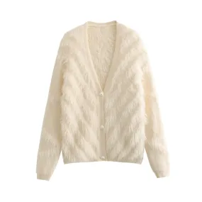 Pre Order:  Faux Pearl Buttons Knit Cardigan