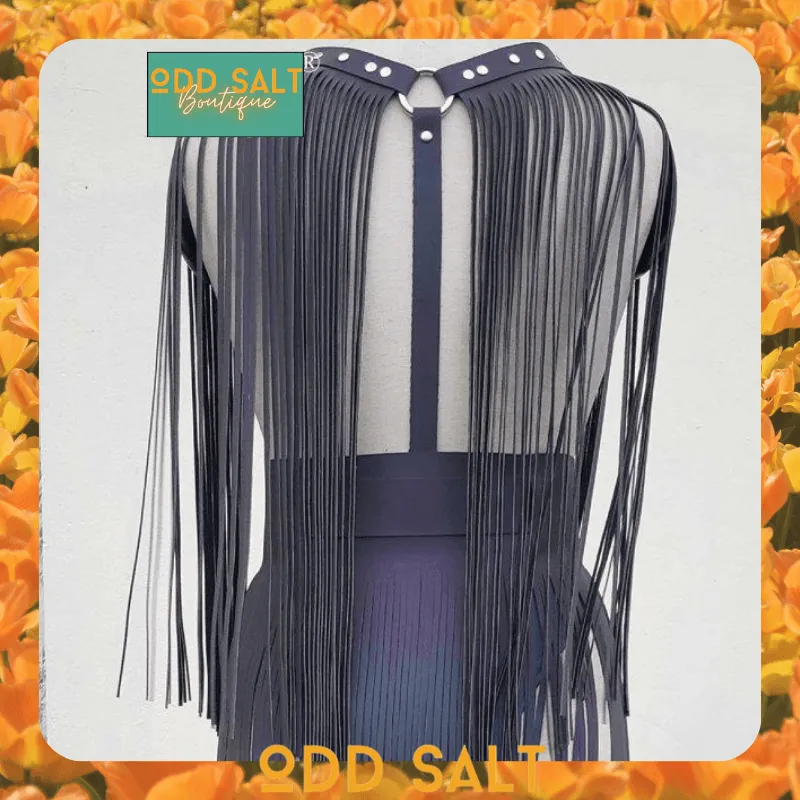 Rainbow Two-Piece Reflective Leather Fringe Set