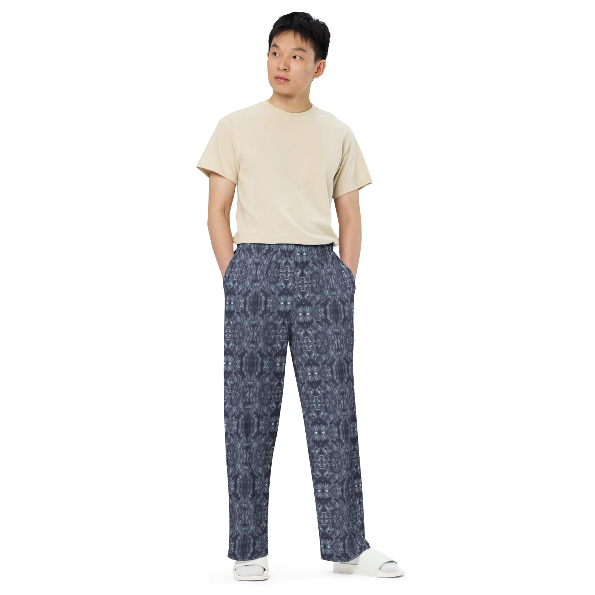 Recursia Bohemian Dream Men's Wide Leg Pants In Blue