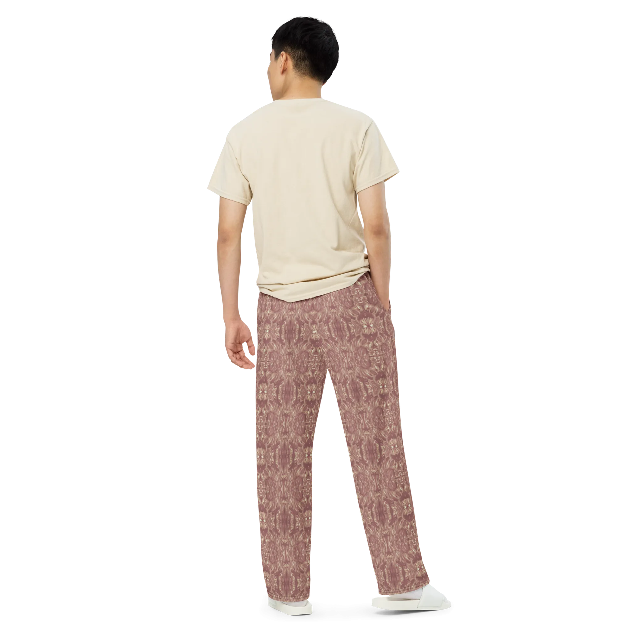 Recursia Bohemian Dream Men's Wide Leg Pants In Pink