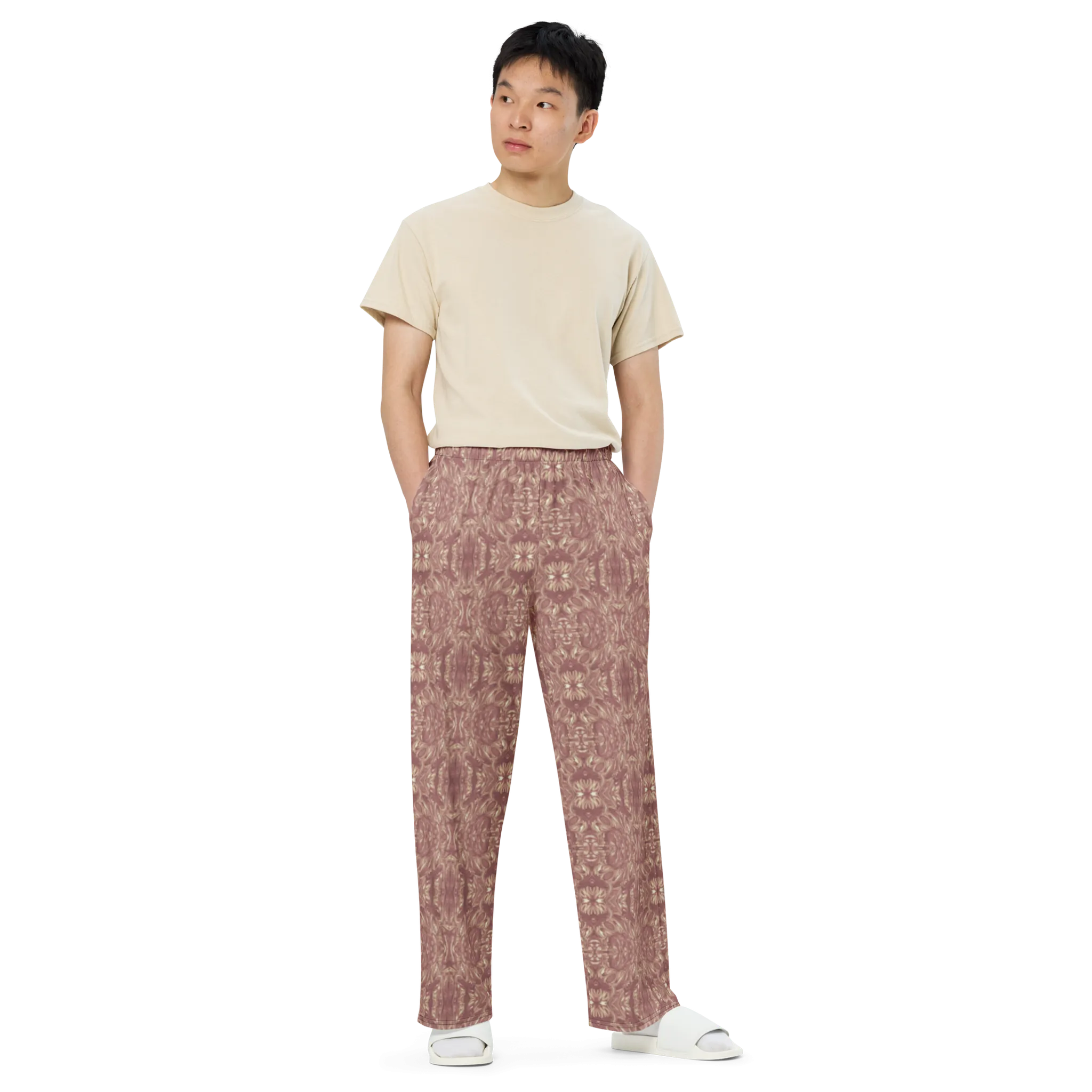 Recursia Bohemian Dream Men's Wide Leg Pants In Pink