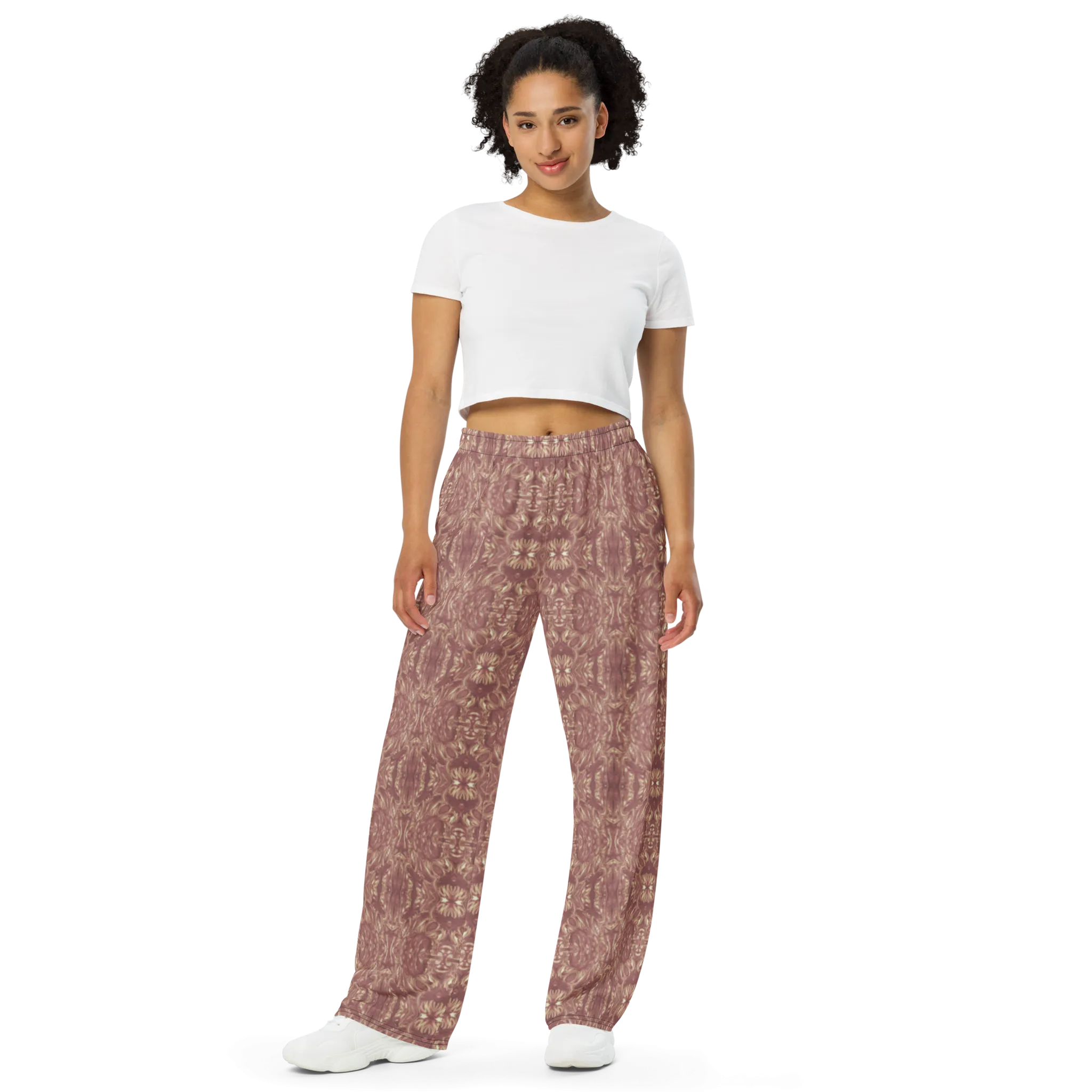 Recursia Bohemian Dream Women's Wide Leg Pants In Pink