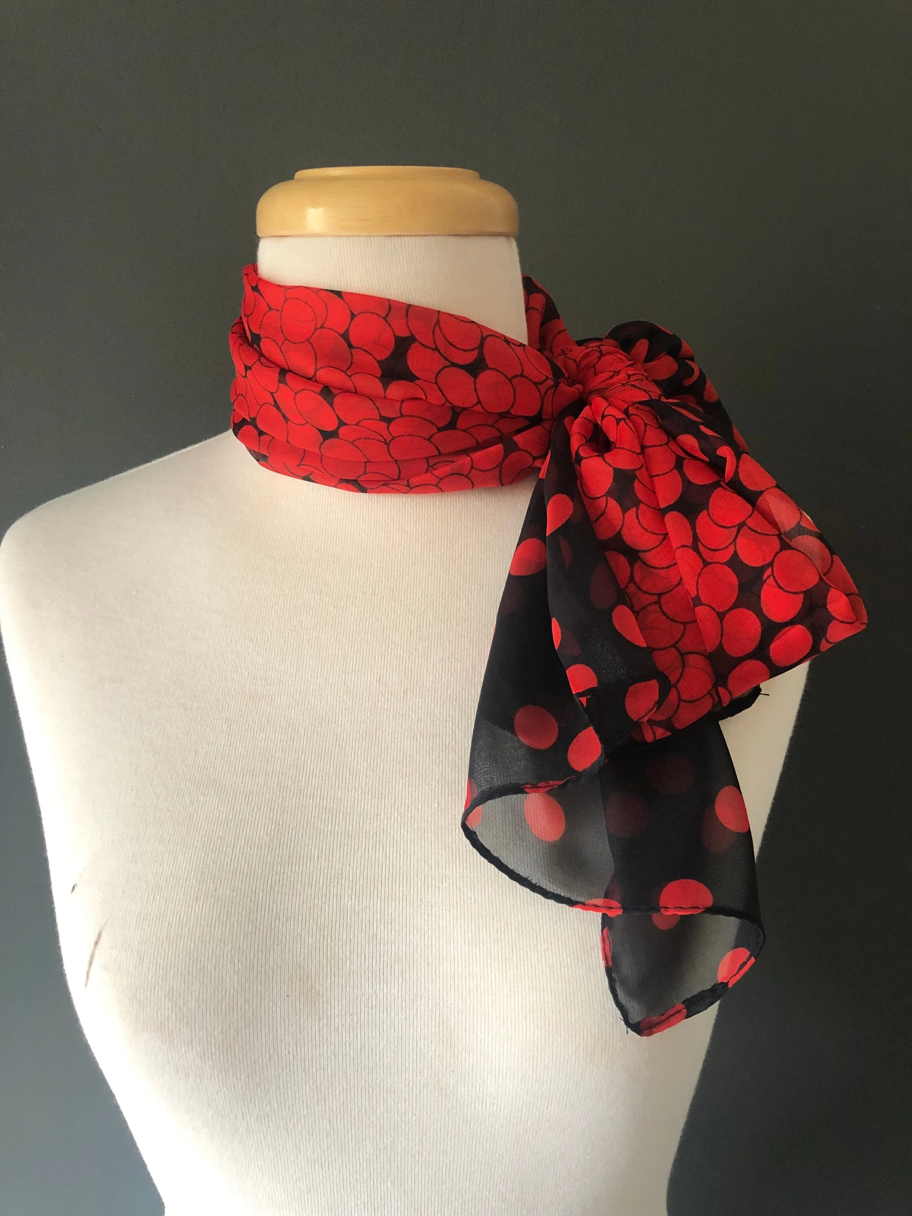 Red Dot Scarf On Black