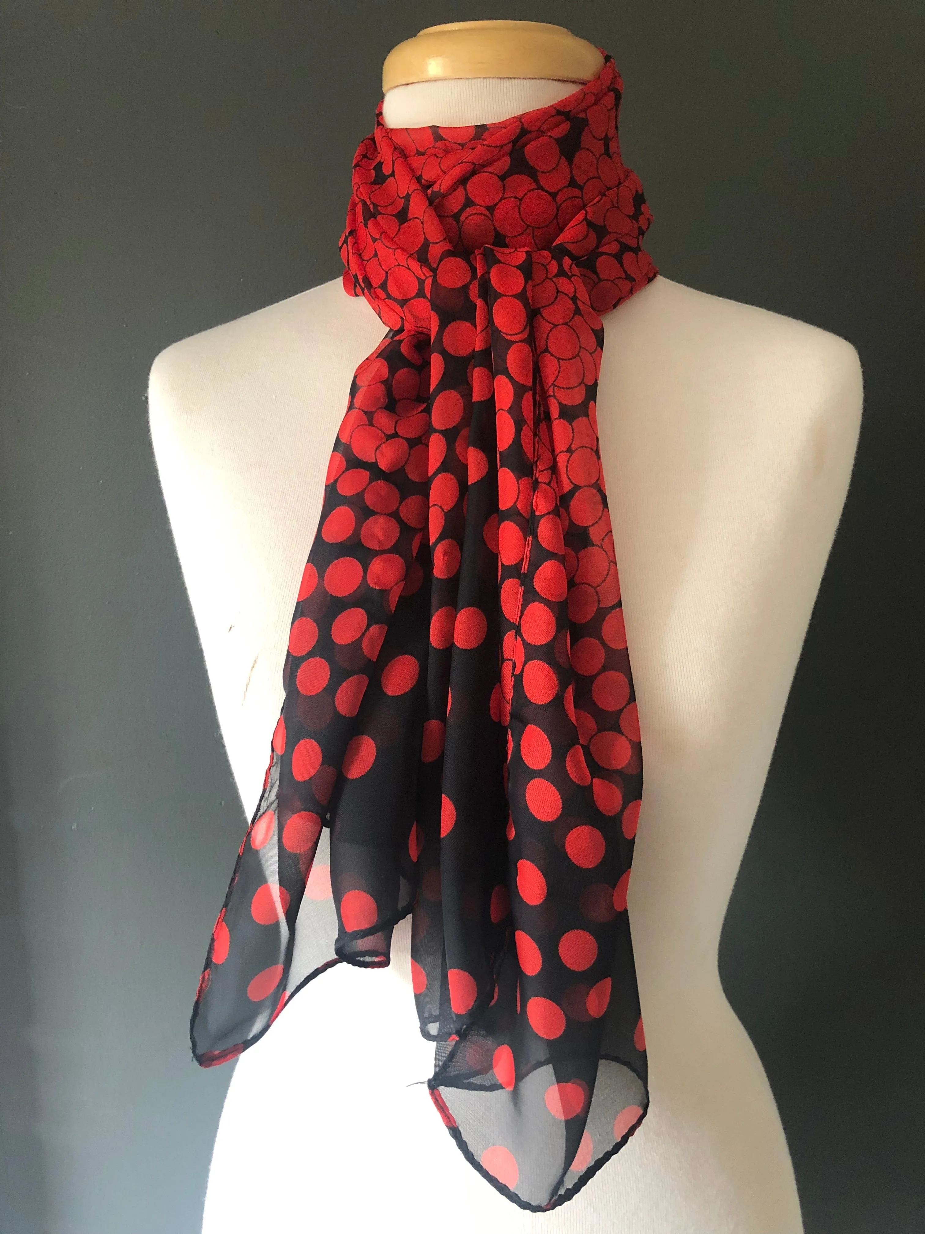 Red Dot Scarf On Black