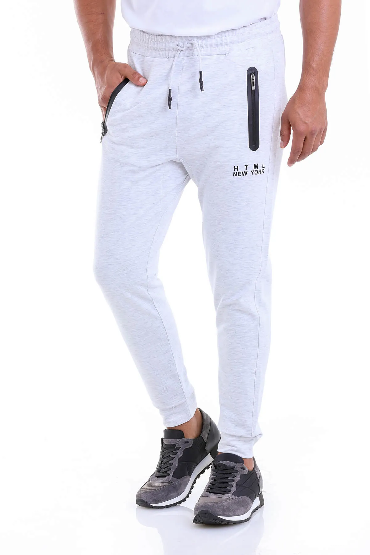 Regular Fit Cotton Blend Gray Melange Sweatpants