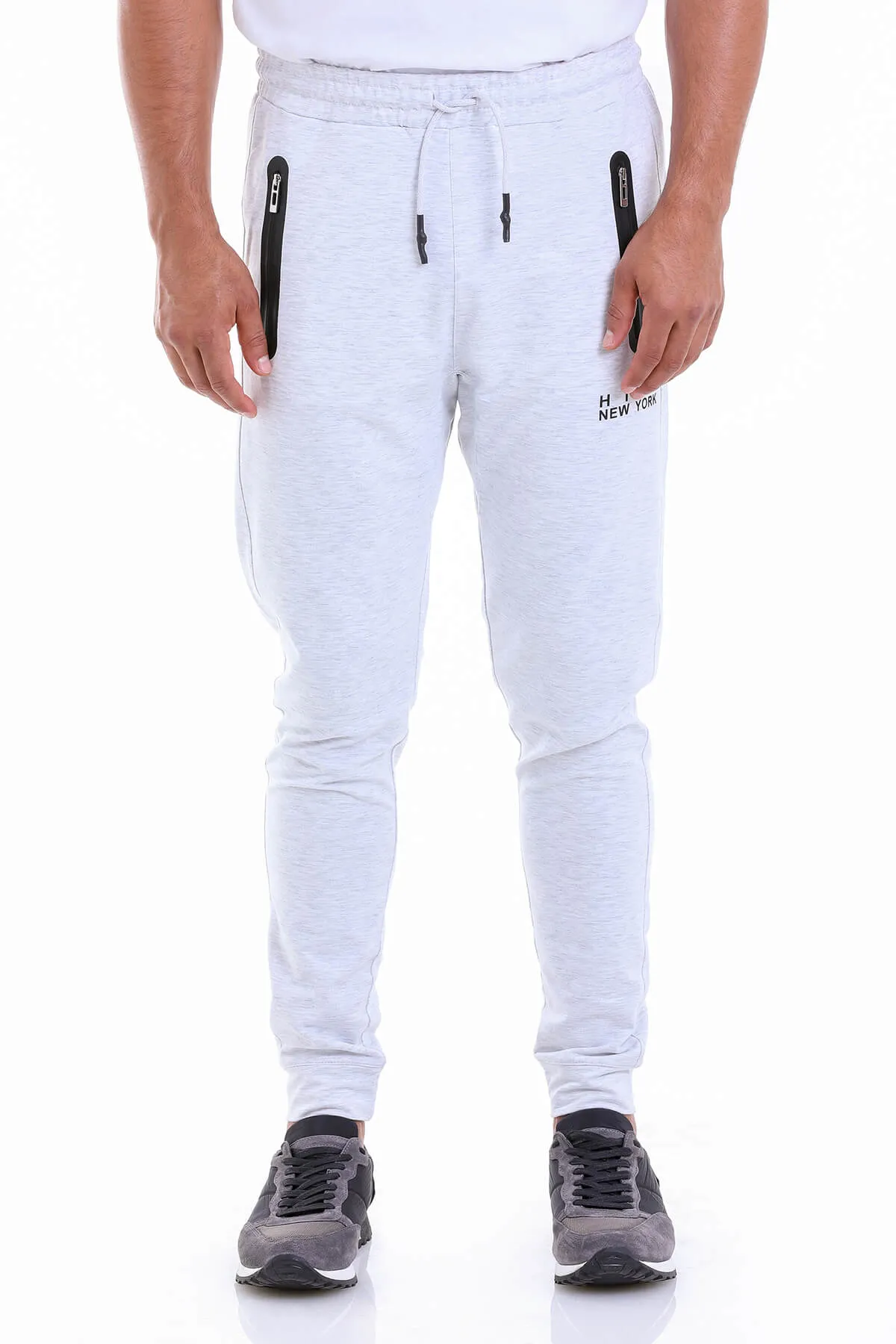 Regular Fit Cotton Blend Gray Melange Sweatpants