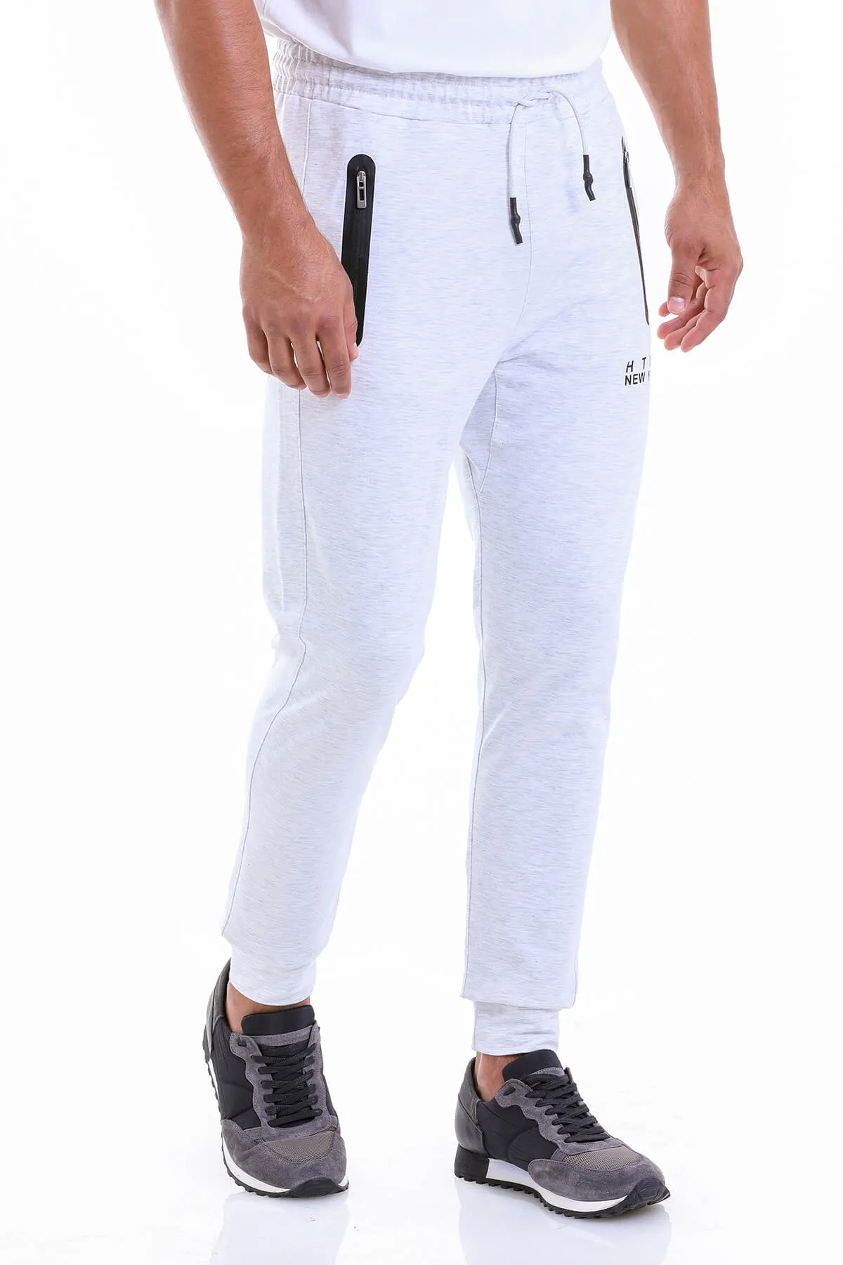 Regular Fit Cotton Blend Gray Melange Sweatpants