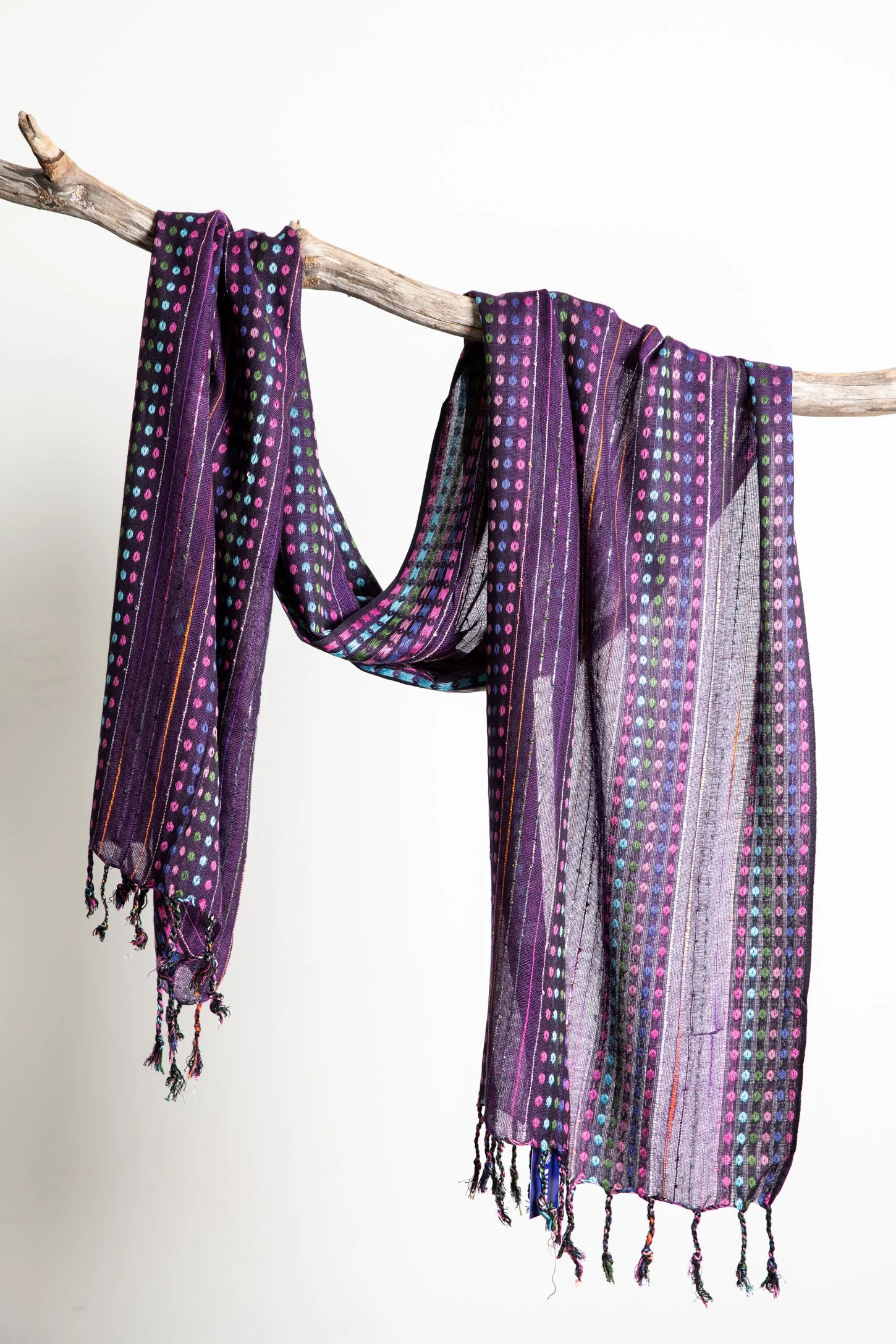 Retro Dot Stripe Fringe Scarf