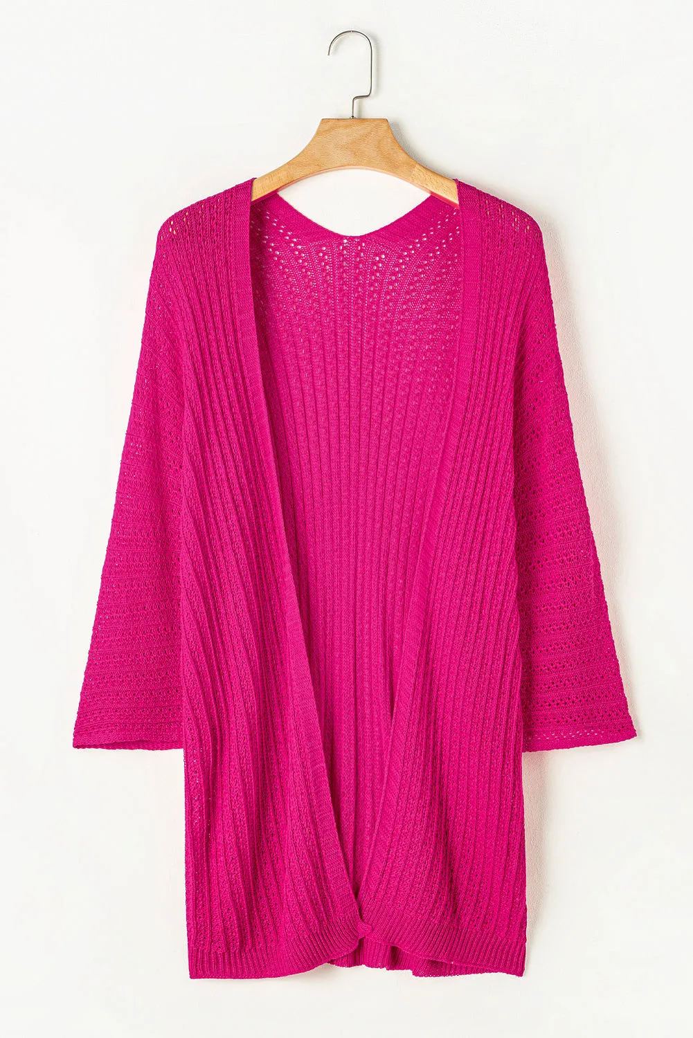 Rose Hollow-out Knit Kimono Lightweight Cardigan