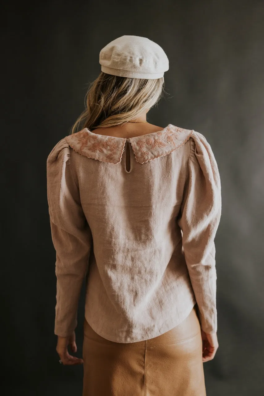 SALT Piper Point Embroidered Collared Blouse