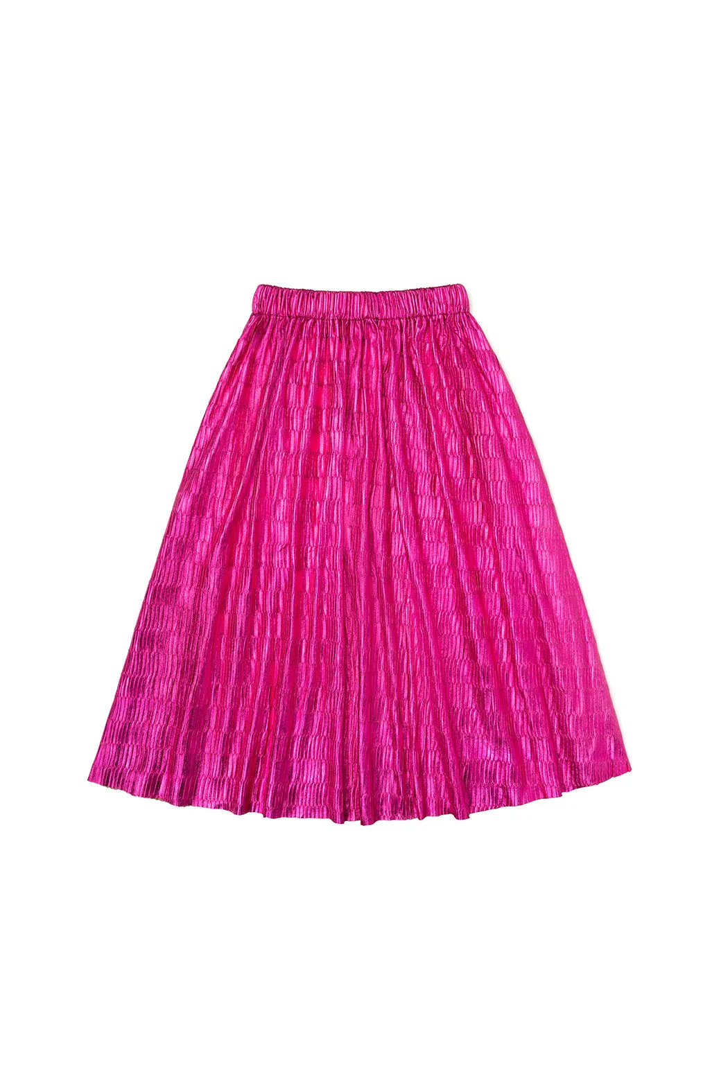 SAMPLE - Metallic Pleated Skirt - Hot Pink