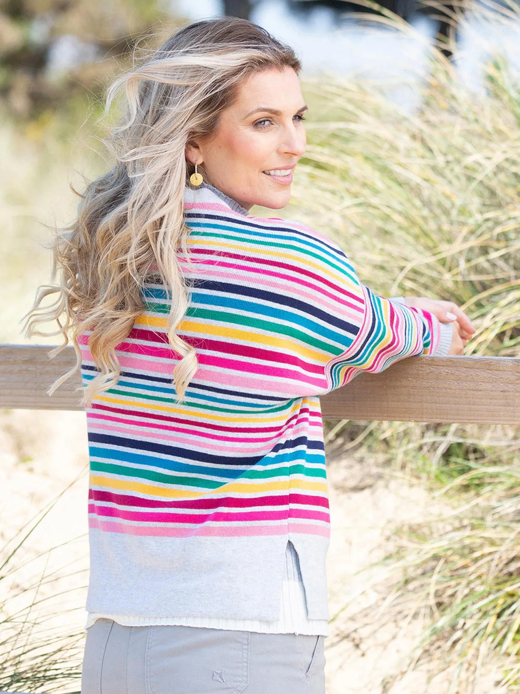 Sandbanks knit cardigan rainbow