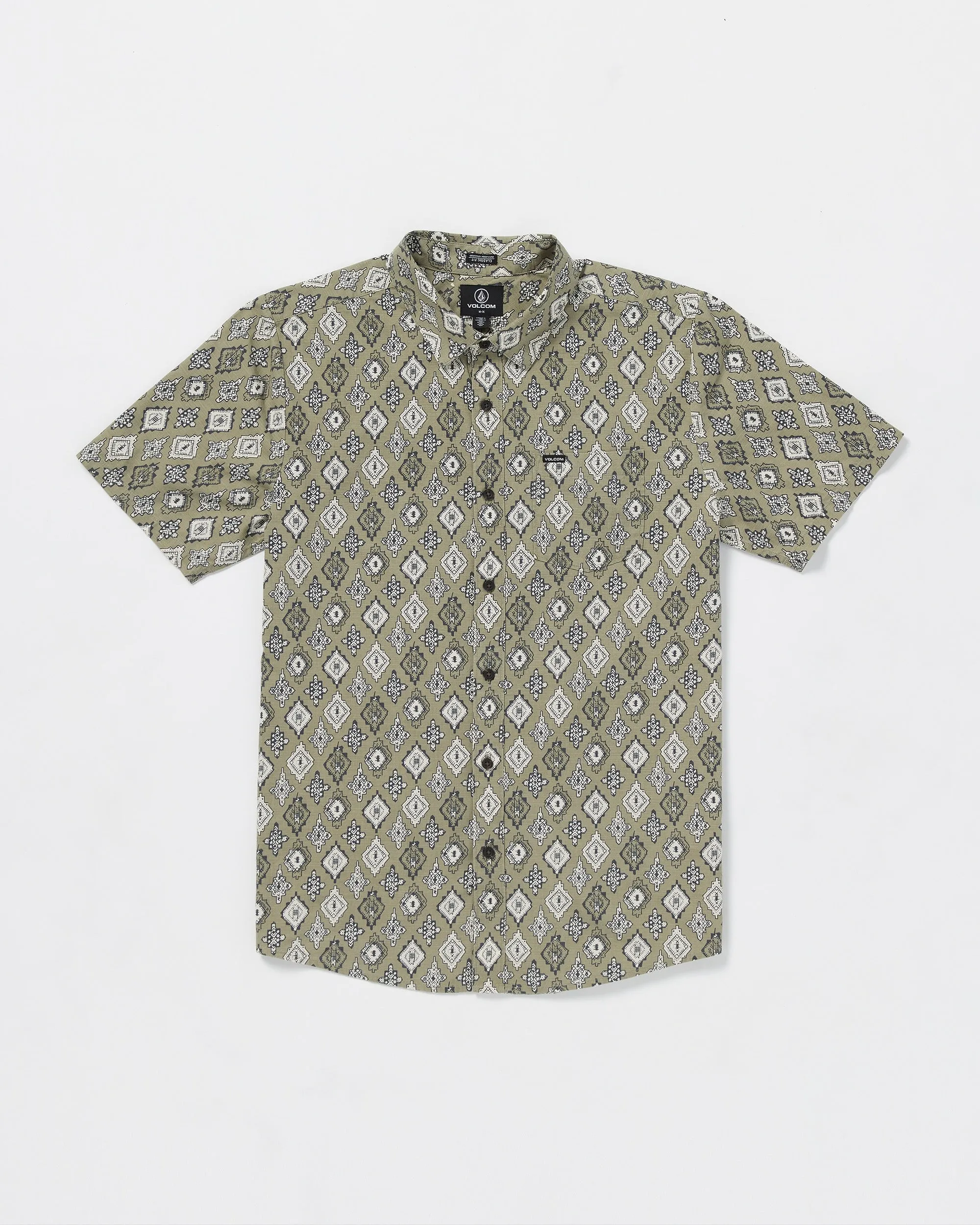 Scaler Stone Woven Short Sleeve Shirt - Thyme Green