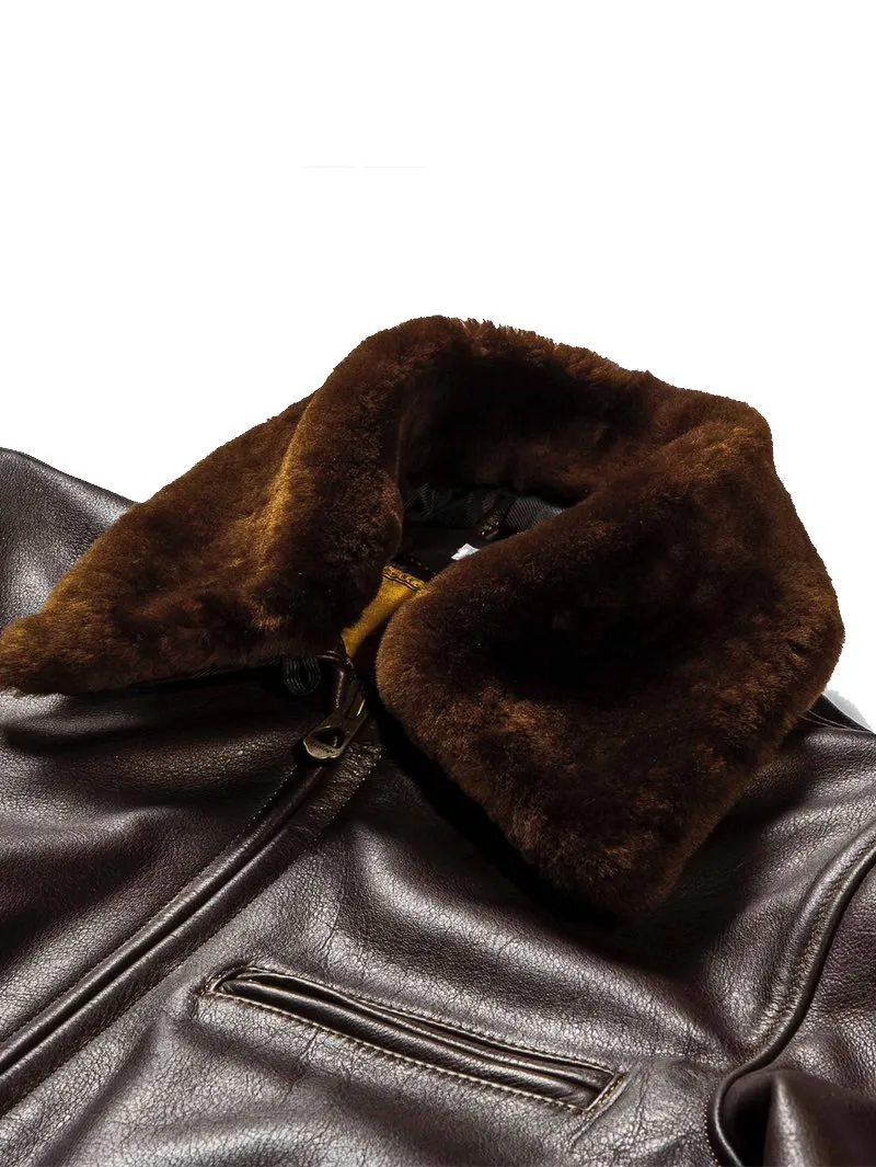 Shangri-La Heritage “Varenne” Fur Collar Brown Leather Jacket