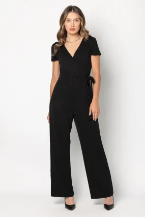 Shimmer Tie-Front Cap Sleeve Jumpsuit