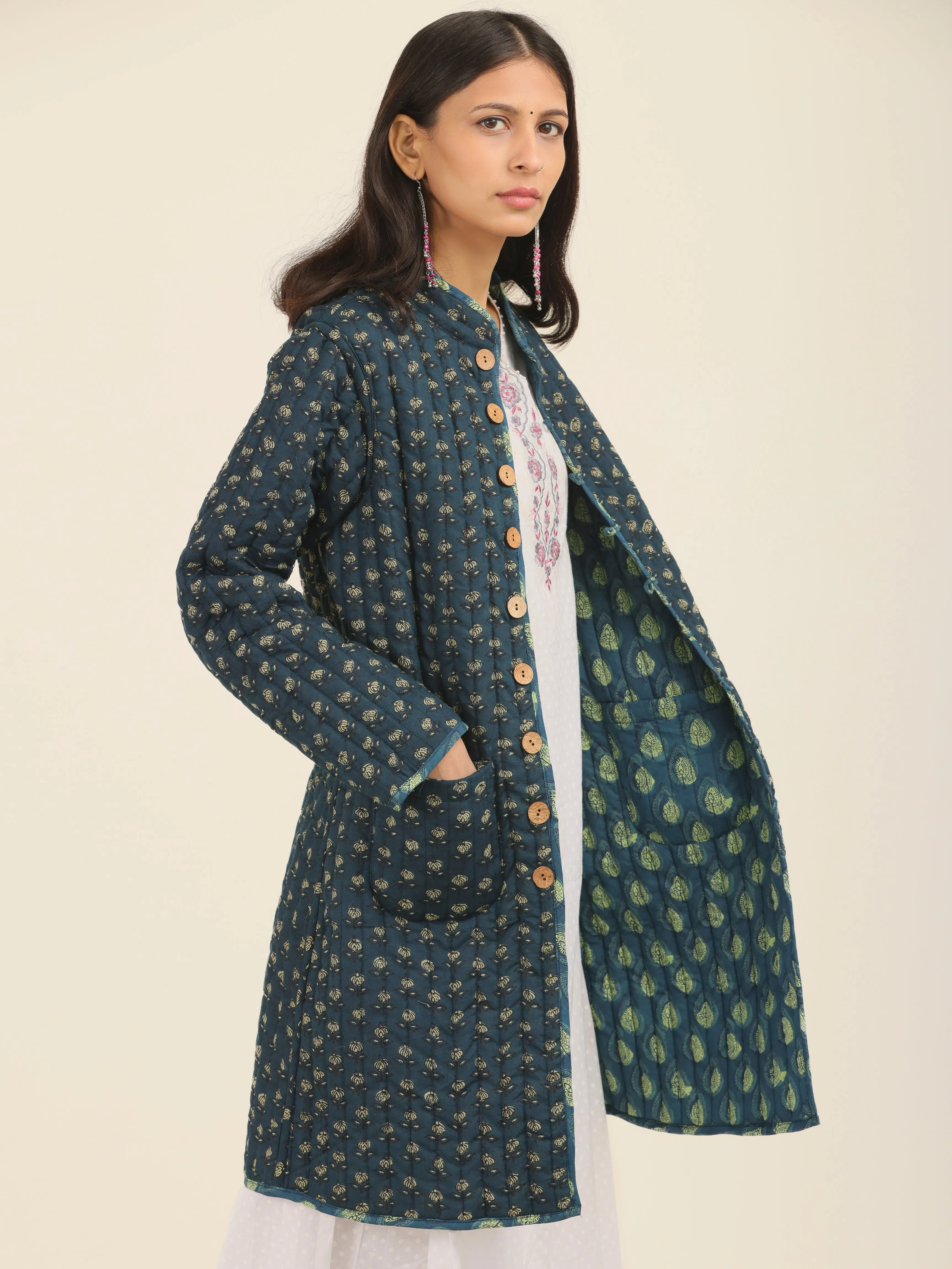 Shishir Sanvi Ajrakh Quilted Reversible Jacket