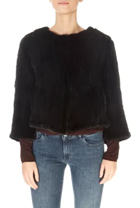 Short 3/4 Sleeve Black Mink Jacket