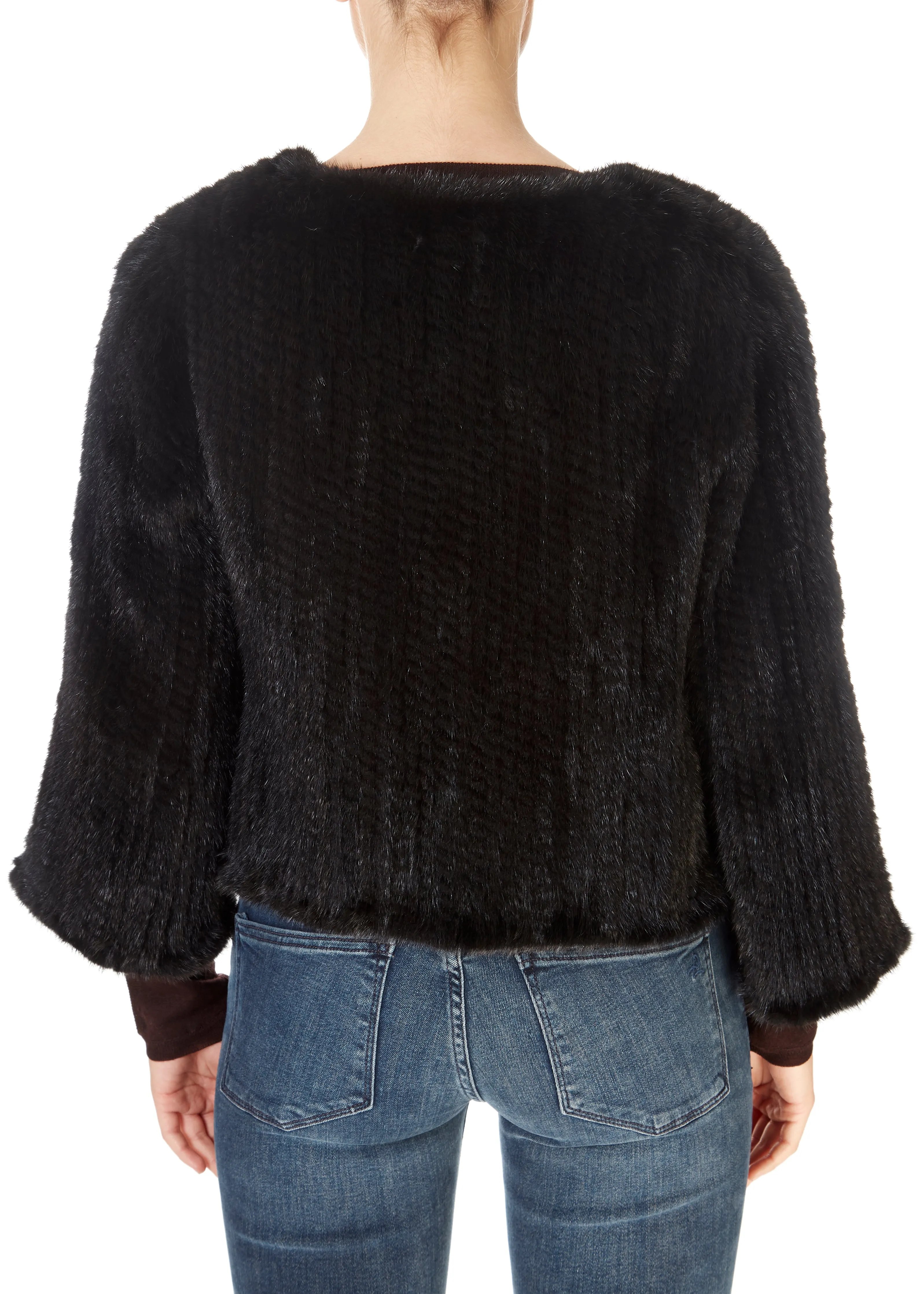 Short 3/4 Sleeve Black Mink Jacket