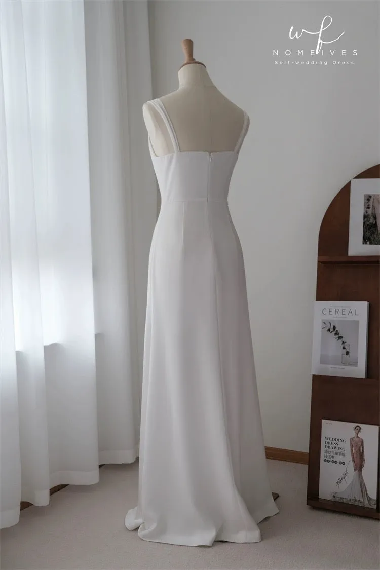 Simple Cowl Neck Slip Wedding Dress