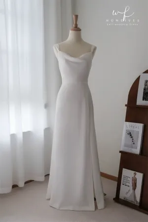 Simple Cowl Neck Slip Wedding Dress