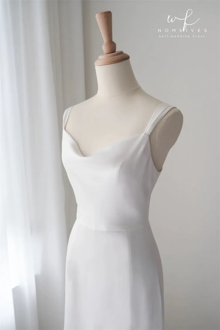 Simple Cowl Neck Slip Wedding Dress