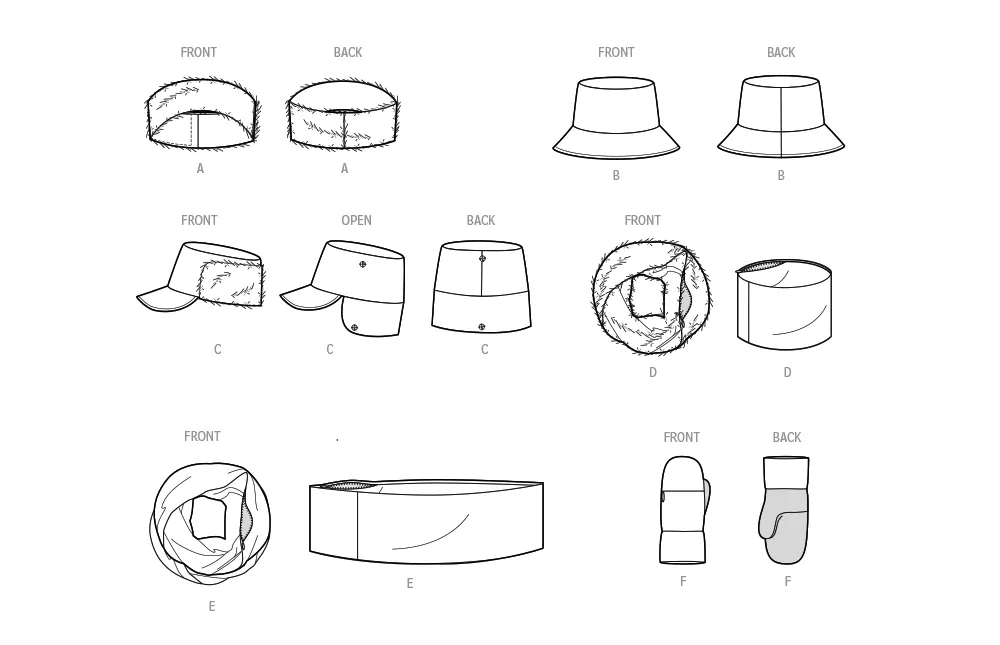 Simplicity pattern 9658 Misses' Hats, Headband, Mittens, Cowl and Infinity Scarf