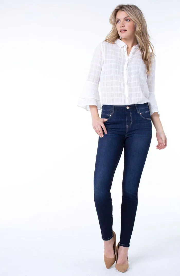 SKINNY PULL ON INDIGO GLIDER JEANS