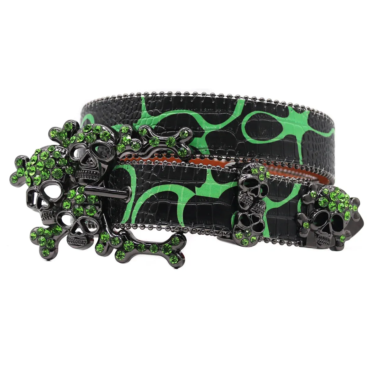 Skull Western Rhinestones Belt Design Crystal Studded Belt Pin Buckle For Women Man Jeans Ceinture Femme Cinto De Strass