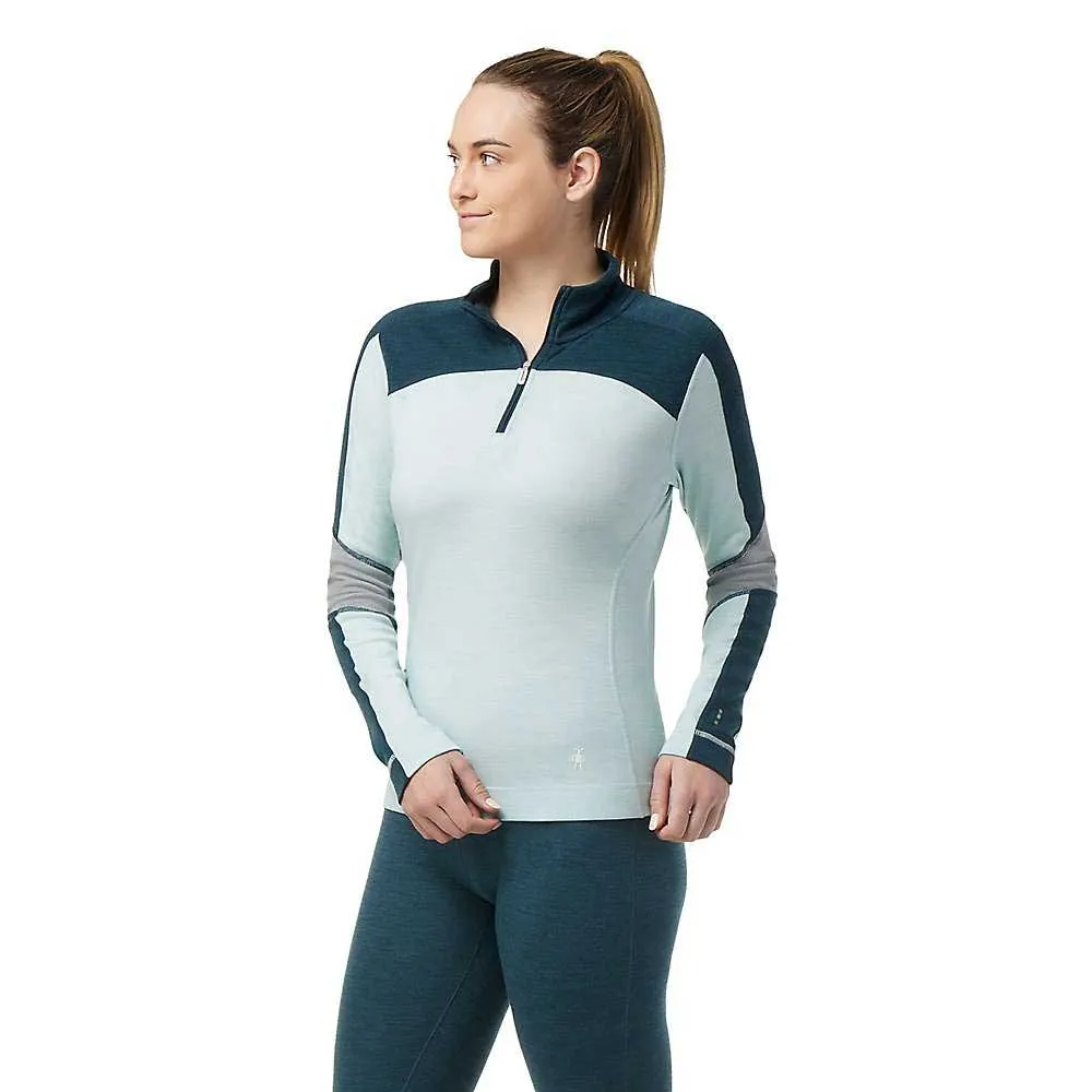 Smartwool Women's Classic Thermal Merino Base Layer Colorblock 1/4 Zip Top